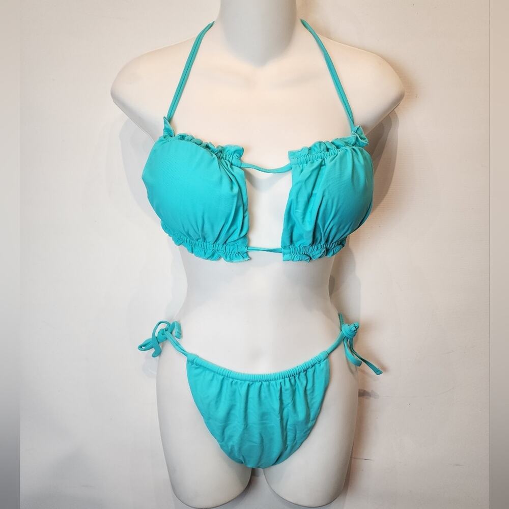 New Aqua Blue Bikini Two Piece‎ Sexy Swimsuit String Bikini Size L